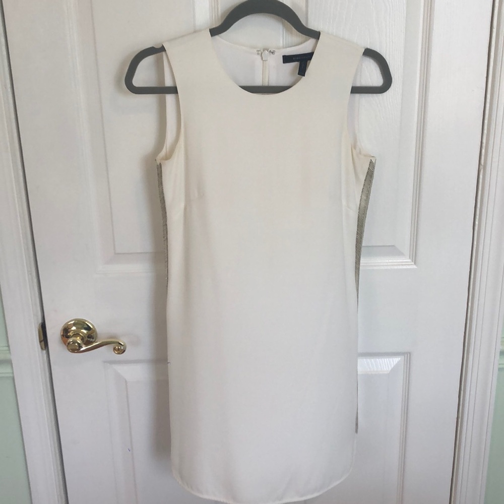 BCBG MaxAzria White Shift Dress with Bead detail